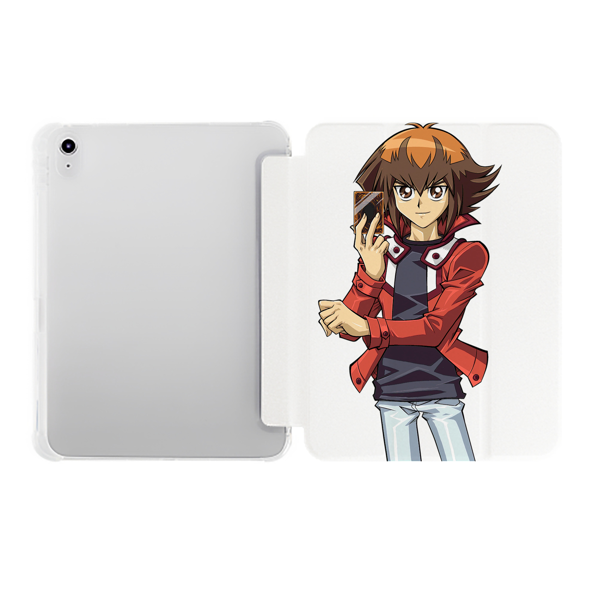 （画像用） 遊☆戯☆王 Yu-Gi-Oh! IPad ケース ペン収納付き 三つ折りスタンド PUレザー×シリコン 対応機種9.5/10.5/10.9インチ